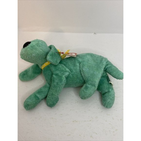 Ty Beanie Baby DIDDLEY Green Dog Yellow Bow Retired - Picture 5 of 13